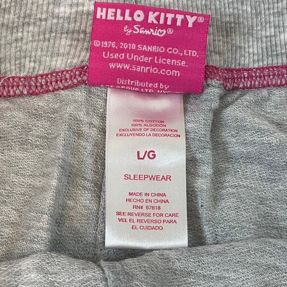 Hello Kitty Gray Cotton Sleep Jogger Pants L | Sanrio Cartoon Lounge Pajamas NWT - Picture 5 of 12